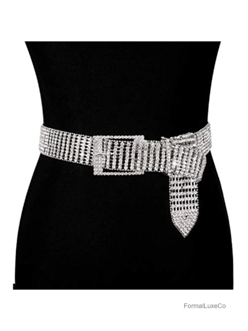 Vintage Western Belt for Women, Elastic Leather Double Buckle Chained Belt,